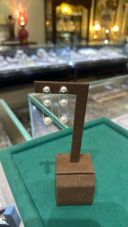 18k White Gold &akoya Pearls Earrings