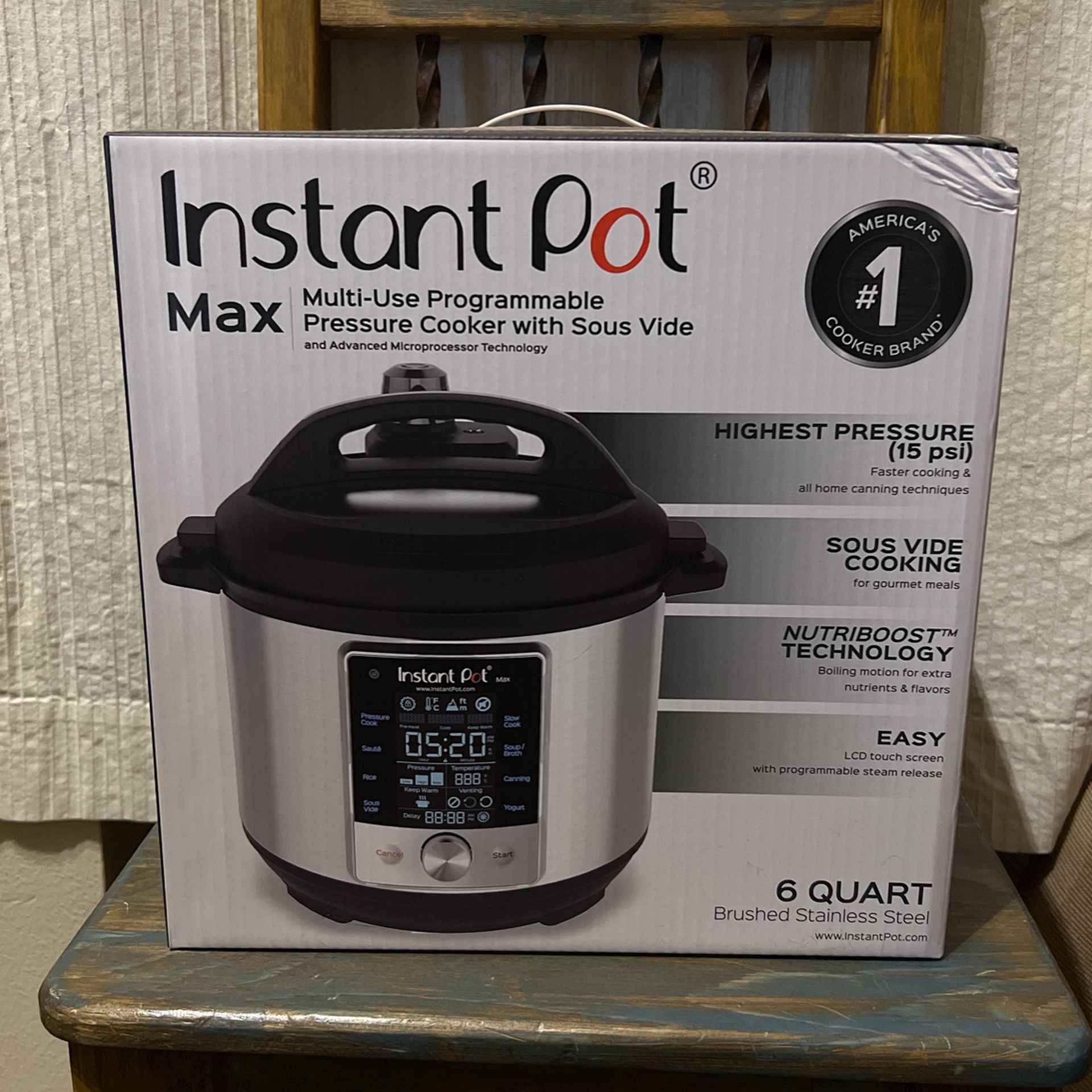  Instant Pot® Max™ 6-quart Multi-Use Pressure Cooker. 