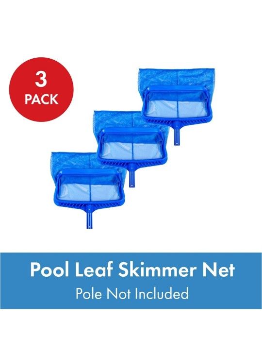SPAG75300-3 Pro Series Pool Nets, 3 Pack Rake Set, Fine-Mesh Bag and Strong Molded Structure, Blue, Deep Leaf Skimmer