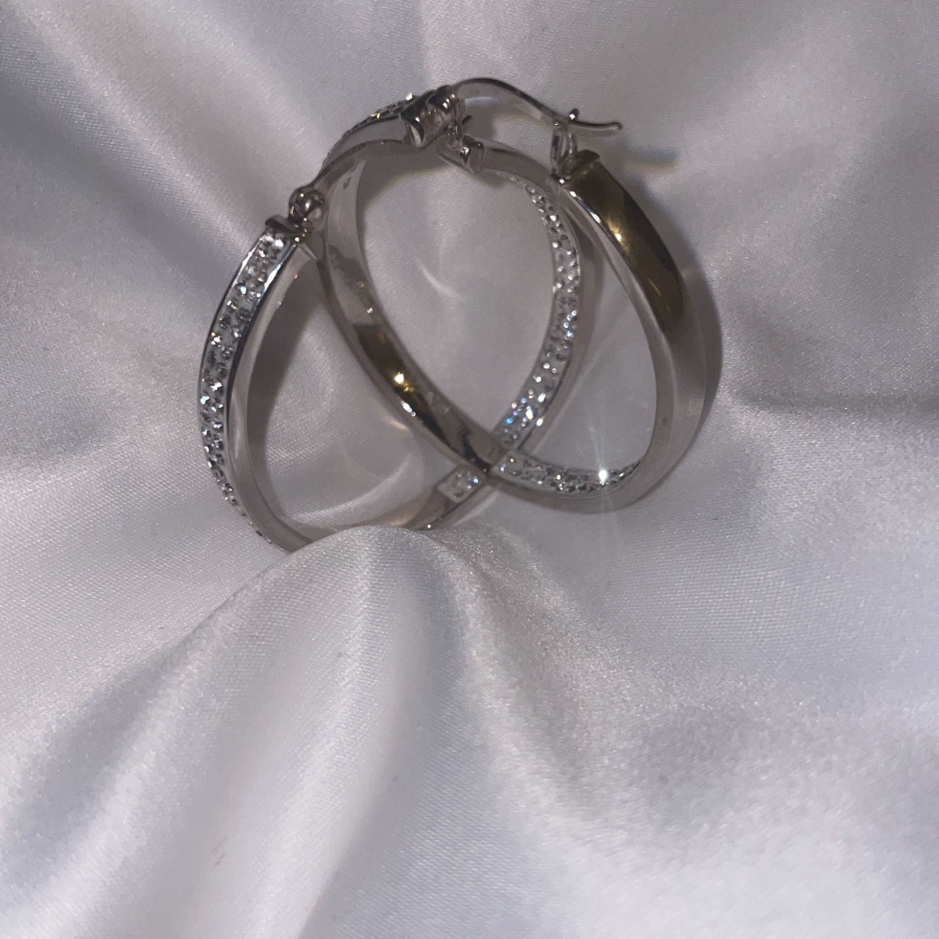 Sterling Silver Diamond Earrings 