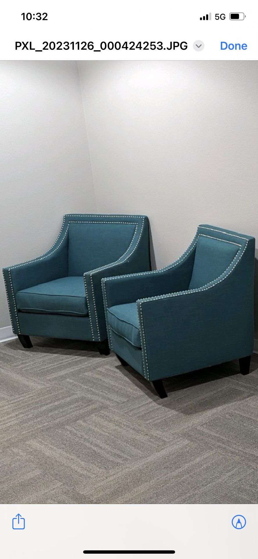 2 Teal Chairs