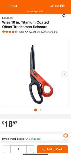 Crescent Wiss 10 in. Titanium Coated Offset Tradesman Scissors