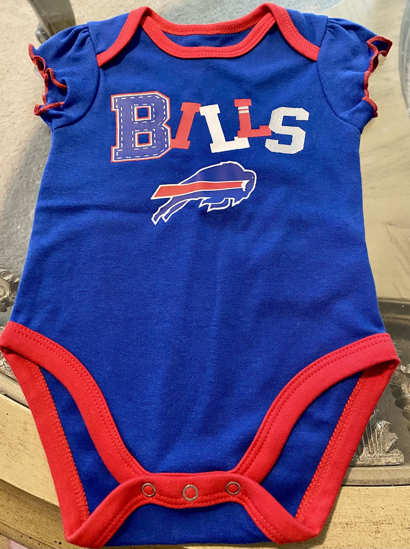 NFL Buffalo Bills Girls Ruffled Sleeves 0-3 Months Onesie