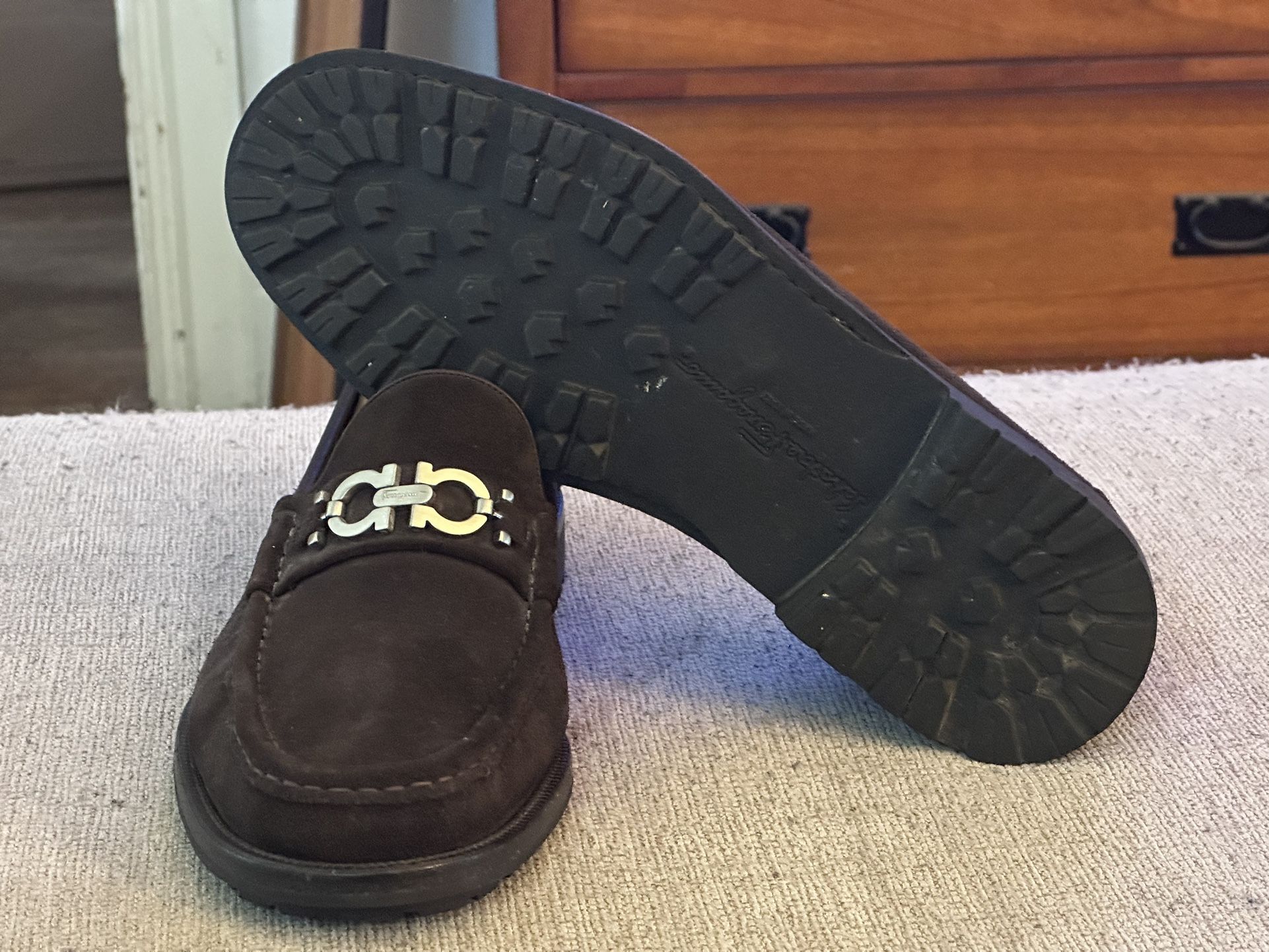 Salvatore Ferragamo Geneva 2 Chocolate Brown Salvatore Ferragamo Vara Bow Suede Loafers - Chocolate Brown  main image 3