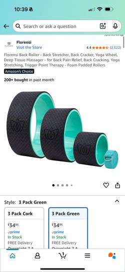 Florensi Back Roller - Back Stretcher, Back Cracker, Yoga Wheel, Deep Tissue Massager - for Back Pain Relief, Back Cracking, Yoga Stretching, Trigger 