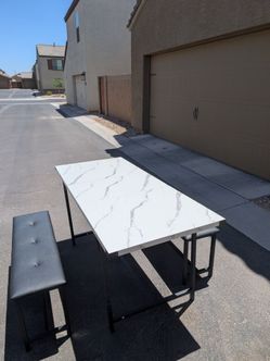 Dining table with benches