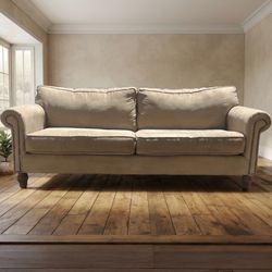 Vintage / Traditional Beige Rolled Arm Sofa
