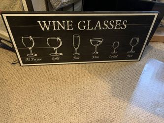Wine Glasses Hanging wooden sign wall art for your bar