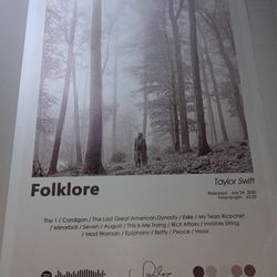 Taylor Swift Folklore Album Cover Canvas Poster Swiftie Fan Art Gift Set 