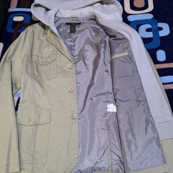 Men new Coat Calvin Klein with hoodie Large