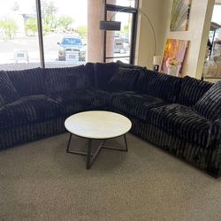 Black Corduroy Sectional Couch