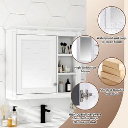 30'' x 28'' Medicine Cabinet, Bathroom Cabinet with Mirror, Wall Mounted Bathroom Storage Cabinet, Mirror Cabinet with 3 Open Adjustable Shelves, (Not