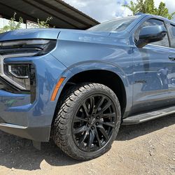 New 22” Black Chevy Wheels and New All terrain Tires 22 Gmc Rims 6 lug fit Silverado Tahoe GM Sierra Yukon Denali Cadillac Escalade factory original s