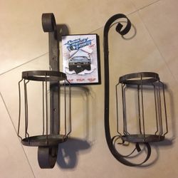 🕯️ 2 metal candle holders bronze Wall lanterns EUC
