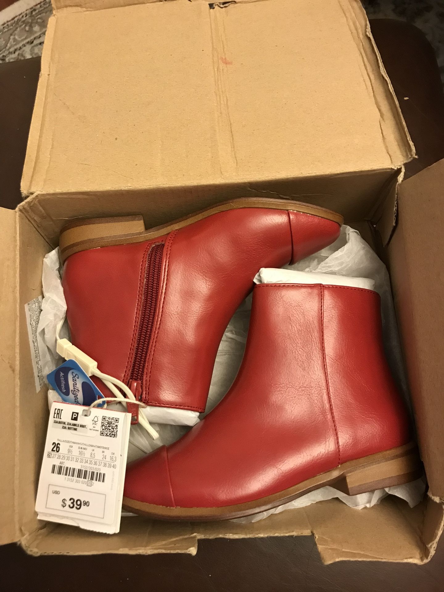 ZARA Girls Leather red boots