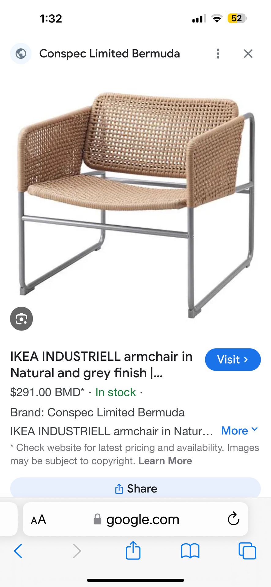 Ikea Vintage Retro Industriell Classic Design Woven Armchair 003.926.49