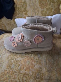 New UGG Ultra Mini Floral Suede Boots