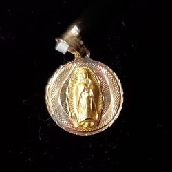 14k Gold Virgen De Guadalupe Charm