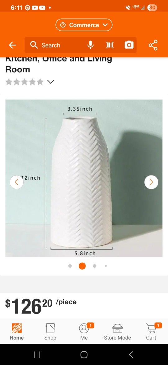 White Vase for Flowers Ceramic for Decor