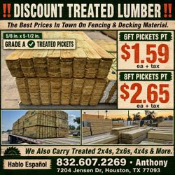 $1.59🔥6FT TREATED PICKETS #1