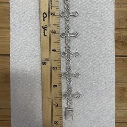 925. Silver VVS Moissanite Cross Bracelet 7.75” Passes diamond tester