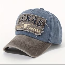 , "TEXAS" 3D Patch Cut Washed Baseball Cap,