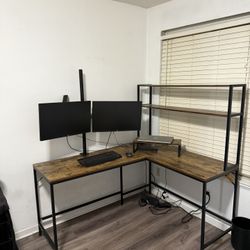 L - Shaped Desk & Filing Cabinet 