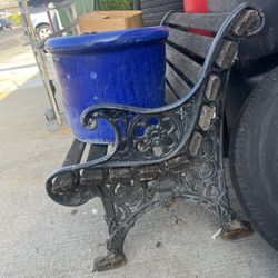 Antique Wrought Iron Patio Bench 