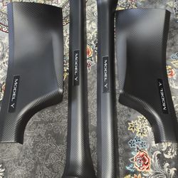 Tesla Model Y Carbon Fiber Door Sill Protectors (5 Seater) - Brand New