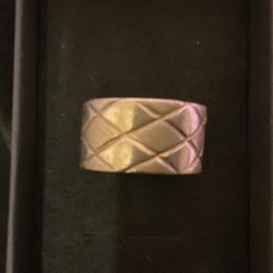 925 Sterling Silver Italy  (HAN) Solid Quilted Band Ring…size 8