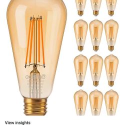 12 Pack Vintage LED Edison Bulbs 8W Equivalent 60W, ST64 Dimmable Led Light Bulbs, 700LM 2200K Amber Warm Light E26, Decorative Antique LED Filament B