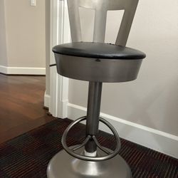 2 Swivel Stools with Cushioned Seat & Backrest
