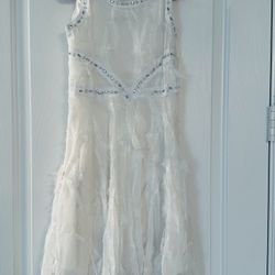 Flower Girl Dress Off White, Light Weight Size 7/8 Years