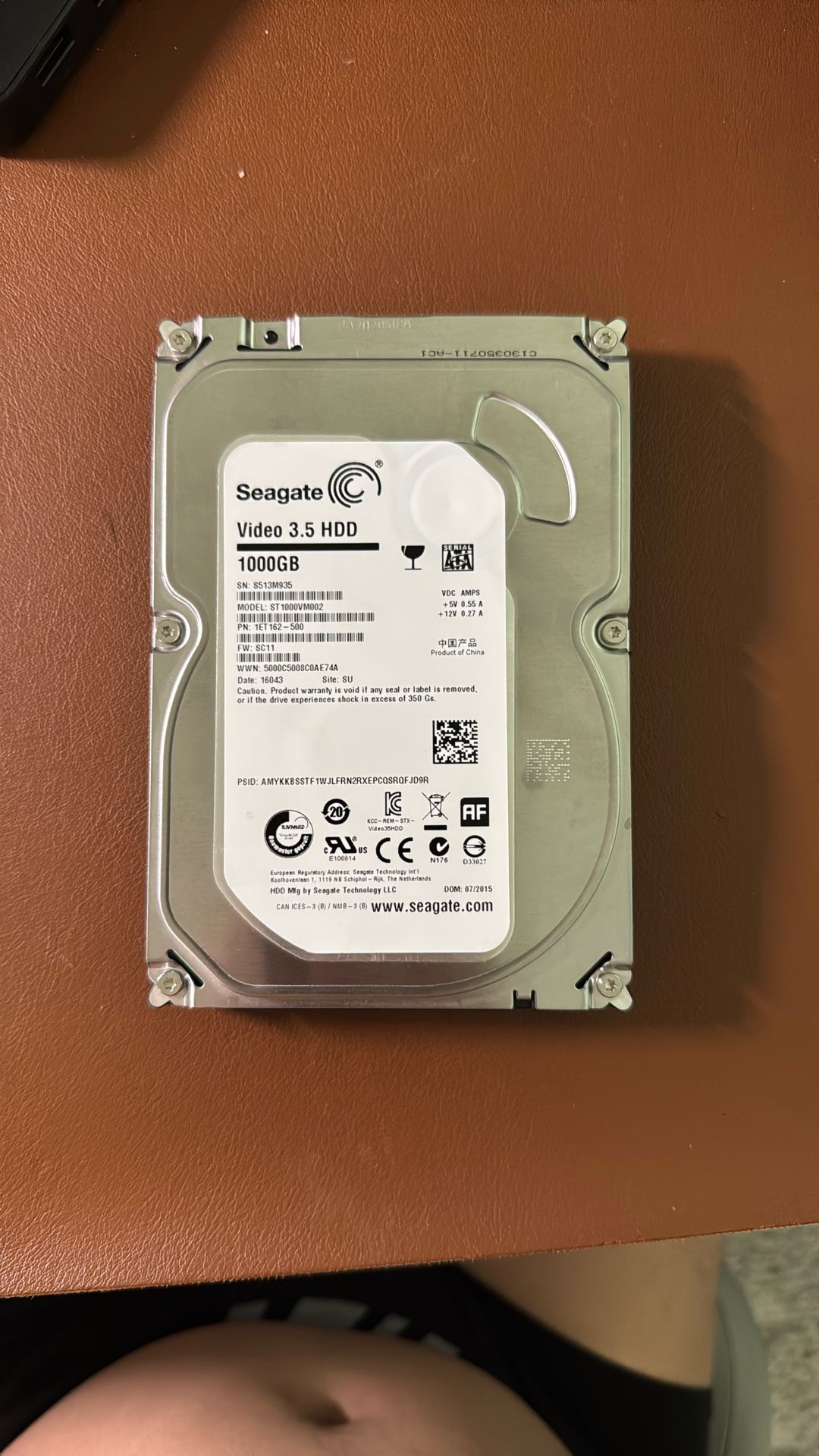 1TB Seagate hard drive