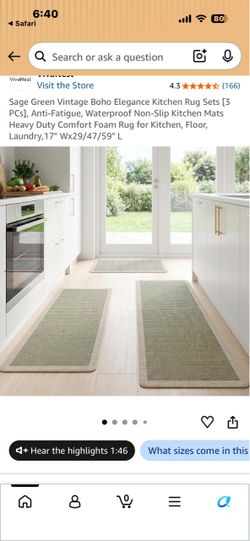 New 3 piece kitchen mat set