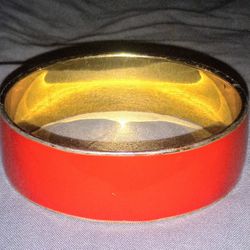 Round Metal Bangle with Gold Interior and Red Exterior