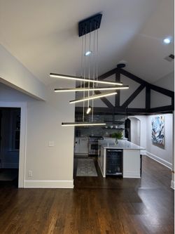 Modern Oversized LED Linear Chandelier – Matte Black