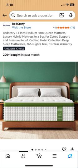 BedStory 14 Inch Medium Firm Queen Mattress, Luxury Hybrid Mattress in a Box for Zoned Support and Pressure Relief, Cooling Hotel Collection Deep Slee