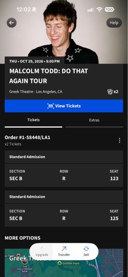 2x Malcom Todd LA night 2 tickets