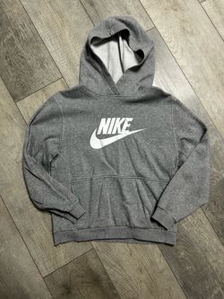 Nike Youth XL Grey Heather Futura Logo Pullover Hoodie Sweatshirt