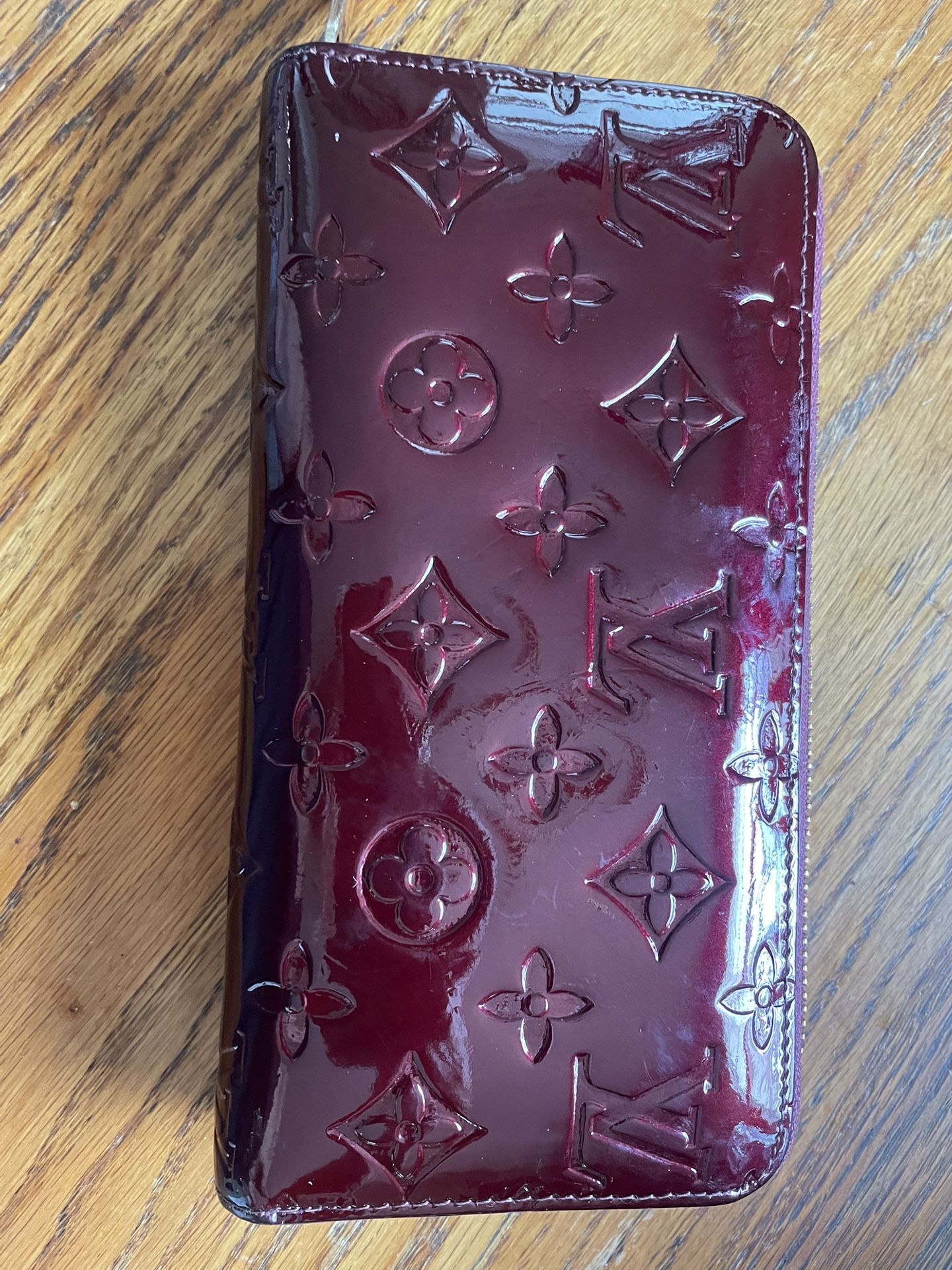 Louis Vuitton Shiny Burgundy Zip Up Wallet