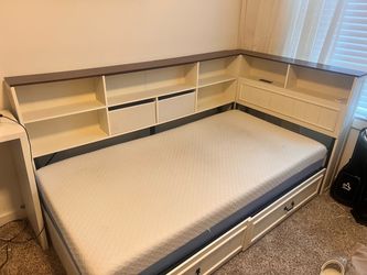 Twin corner bed frame and storage