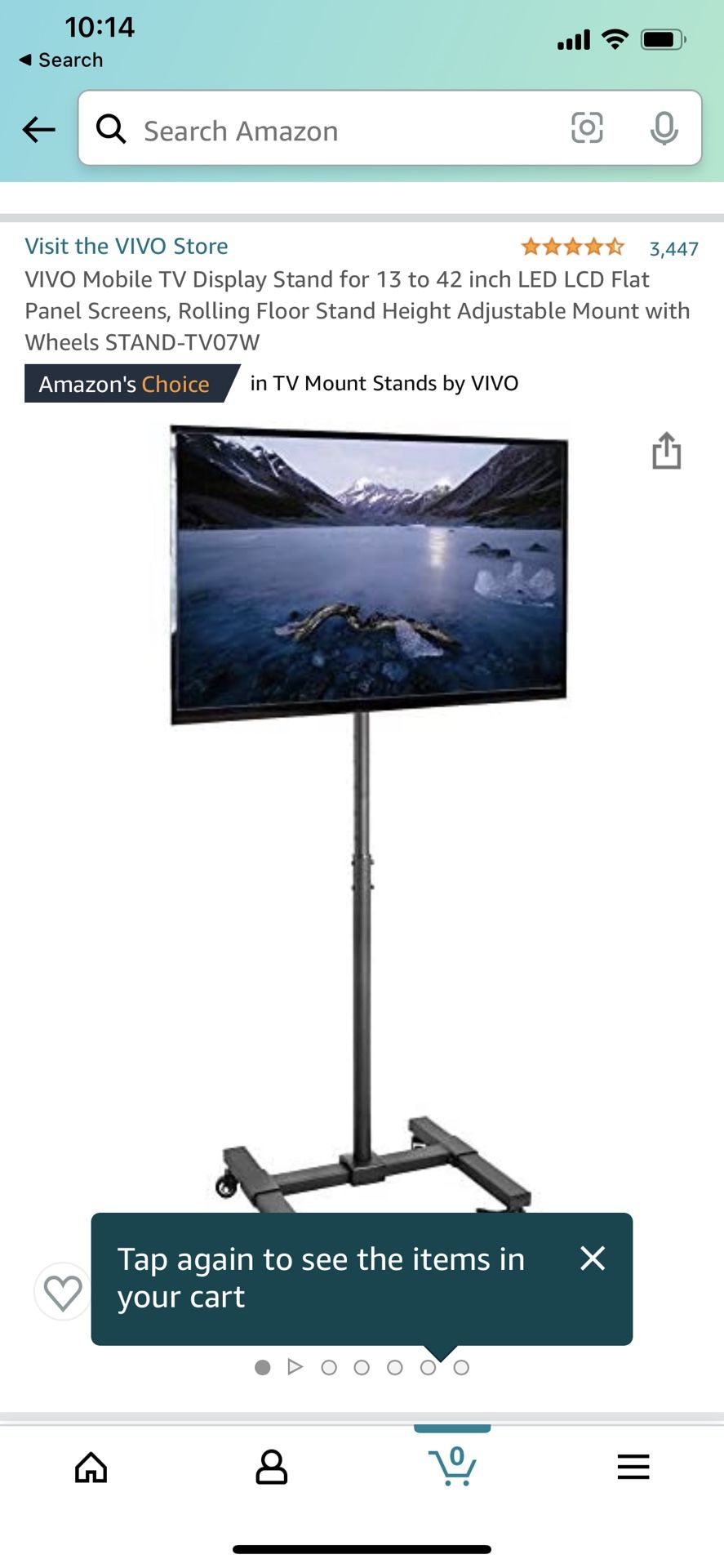 VIVO Mobile TV Display Stand for 13 to 42 inch LED LCD Flat Panel Screens, Rolling Floor Stand Height Adjustable Mount with Wheels STAND-TV07W