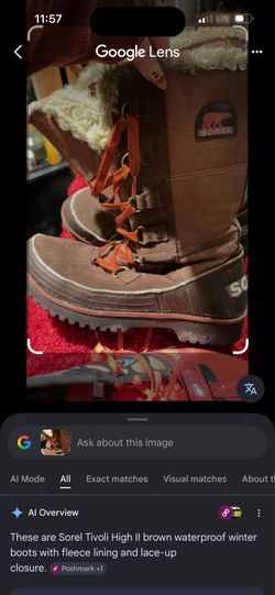 These are Sorel Tivoli High II brown waterproof winter boots with fleece lining and lace-up closure