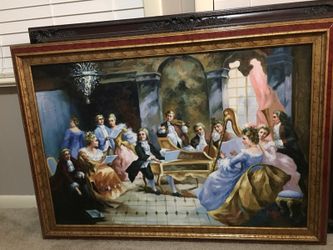 Oil painting, Handel playing to his friends