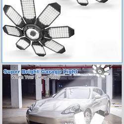 Garage Lights - 40000LM Super Bright Garage Lights Ceiling Led w/ 8 Deformable Panels Compatible for E26/E27 Screw in Socket Garage Lighting Bulb for 