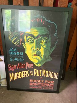 Large Framed “Murders in the Rue Morgue” Bela Lugosi Vintage Horror Movie Poster