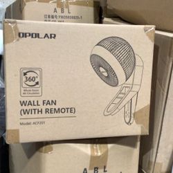 OPOLAR Wall Mount Air Circulator Fan with Remote Control | 3 Speeds 15 Inch