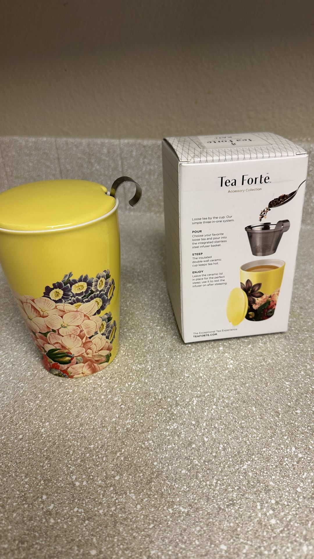 New Never Used Tea Forte Double-Walled Ceramic Cup