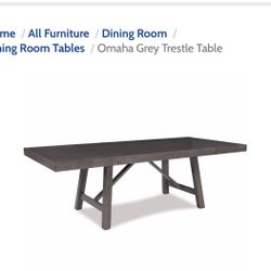 Omaha grey trestle DINING room Table And 8 Chairs